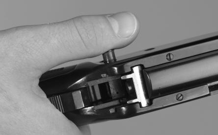 Push the hammer stop from left to right to the on (safe) position FIGURE 17 Top view To fire additional shells from the magazine, simply work the finger lever downward fully and return it to the