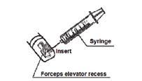 9 Lower the forceps elevator by turning the elevator control lever.