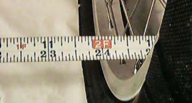 These measurements should be approximately equal. A difference of up to a 1/16 is acceptable if the leading edge measurement is smaller than the trailing edge. This is commonly called toe-in.