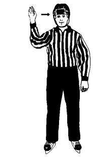 The arm should remain raised until the front Linesman either blows the whistle to indicate an icing or until the icing is