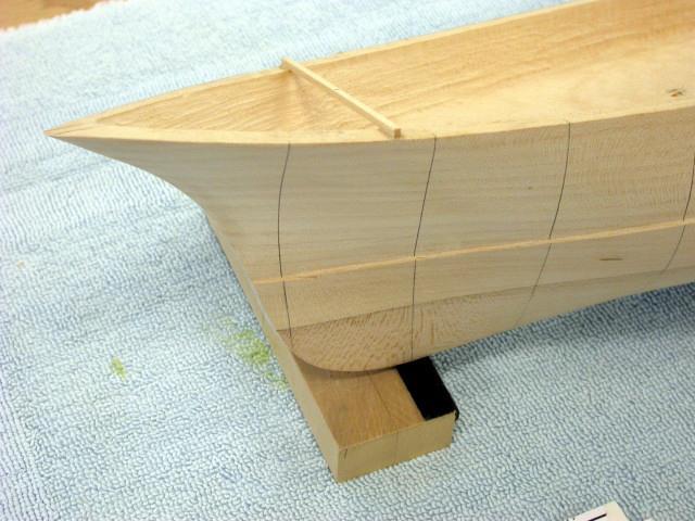 Carving upper hull recess 3/64 recess for upper hull planking Layout inner surface on bulwark top 1/16