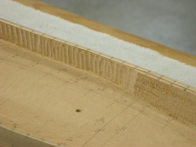 Inner bulwarks 1 st exterior planking installed with Tilebond wood glue Carving inner bulwarks Layout inner cut line on bulwark top