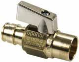 PEX plumbing systems ProPEX brass to copper (quarter-turn) ball valves feature a shutoff valve for 1 2" and 3 4" Uponor AquaPEX tubing to 1 2" and 3 4" copper pipe.