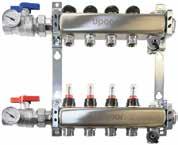Stainless-steel manifolds Radiant and hydronic piping systems Stainless-steel manifolds feature isolation valves, balancing valves with flow meters, supply and return ball valves with temperature