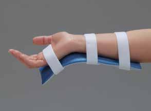 on the dorsal surface of hand or wrist Straps adjust easily to accommodate virtually any size hand Compatible with radial compression devices for post-catheterization hemostasis and specially
