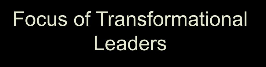 Transformational Leadership Focus of Transformational Leaders TLs empower and nurture followers