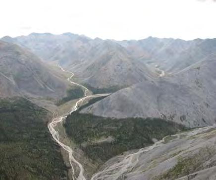 Figure 4. Photos representative of topography and vegetation from the Ogilvie (left) and Mackenzie (right) mountain ranges, upper Peel Watershed.