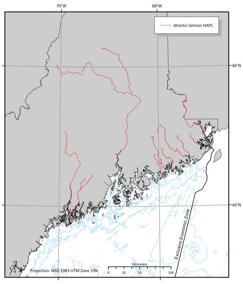 Map 2 Atlantic salmon HAPC Rationale Importance of Historic or Current Ecological Function By supporting the only remaining U.S.