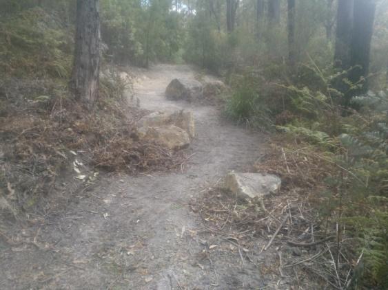 Huon Rd - Waterworks track chicanes installed Pipeline track from Halls Saddle McDermotts Saddle signage New Shared use section on Pipeline from Halls Saddle McDermotts Saddle Kingborough Council