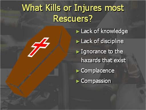 4. Complacence 5. Compassion Do not become a statistic, or a name on a plaque! Full PPE is required for all vehicle extrications, without exception! 1. Helmet 2. Eye Protection 3.
