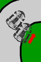 EDGE-INTO means that Kart 2 drives next to Kart 1 (e.g. in order to start an overtaking action) without possessing enough driveable section (including kerbs).