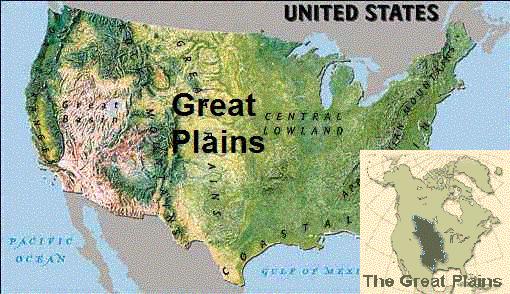 Section 2: Great Plains The Great Plains is the area that spans from the 100 meridian to the Rocky Mountains and from western Texas up to the central Dakotas.