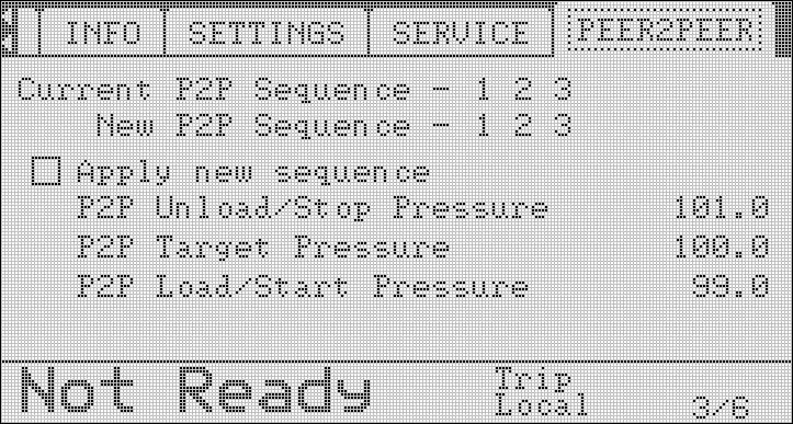 4.1.3 Pressure Setpoints / Sequence Page Current P2P Sequence - This is the currently entered sequence for reference while making changes. New P2P Sequence - This is where a new sequence is entered.
