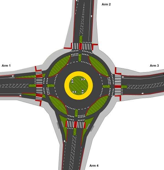 Figure 2: Layout of the Dutch-style Roundabout with Dutch road markings An important aspect of the initial build of the roundabout is that it used standard Dutch-style road markings