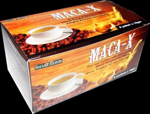 PRODUK PRODUK MACA-X KANDUNGAN: Dextrose, Creamer, Brown sugar, Coffee, Tongkat Ali hitam, Tongkat
