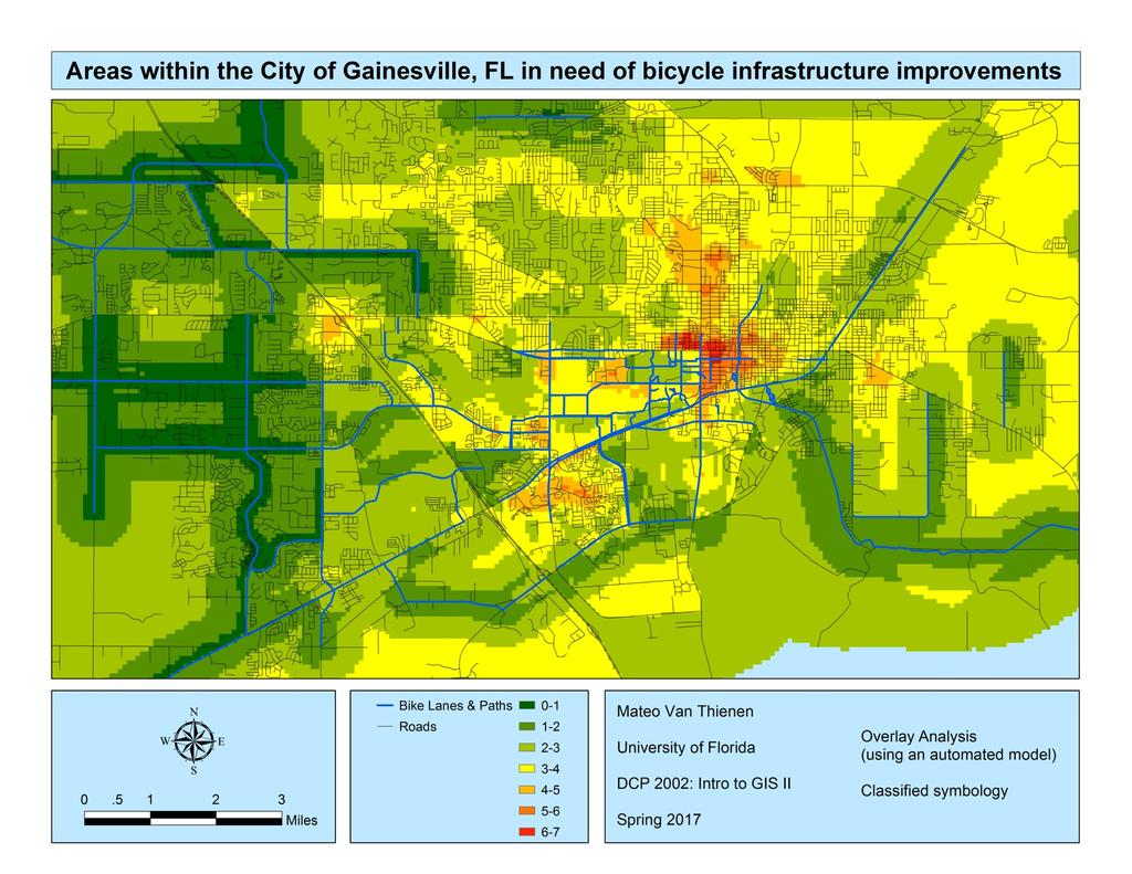 Mateo Van Thienen 16 This new final map not only shows narrower green areas, meaning the need for bicycle infrastructure overall increased but also the northern area also increased in red, meaning a