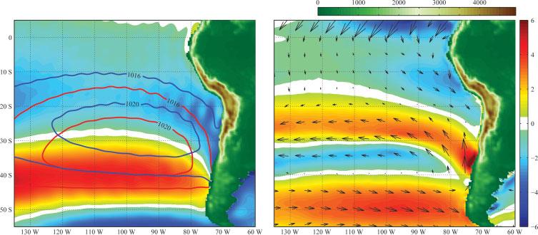 SURFACE WIND SYNOPTIC CLIMATOLOGY ALONG THE SOUTH AMERICAN WEST COAST 781 inland and/or sheltered from the coastal wind, so their use for describing the alongshore flow is questionable (R.