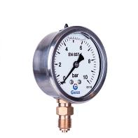 Pressure gauge in stainless steel with sealed ring specially designed for difficult operating conditions like vibrations or rapid pressure changes.