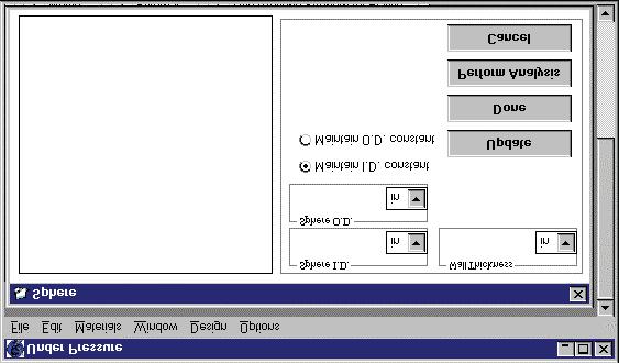 -By selecting Analysis Type Sphere in the Application Window and clicking on Enter Geometry, the program user can access the Sphere Geometry Dialog Box: SPHERE GEOMETRY DIALOG BOX -Sphere geometry is