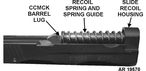 CAUTION During spring insertion, spring tension must be maintained until spring guide is fully seated onto the cutaway on the barrel lug to prevent damage or loss of spring. e.