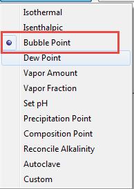 Figure 7-22 Selecting Bubble point calculations 11. Previously grayed out radio buttons are now active.