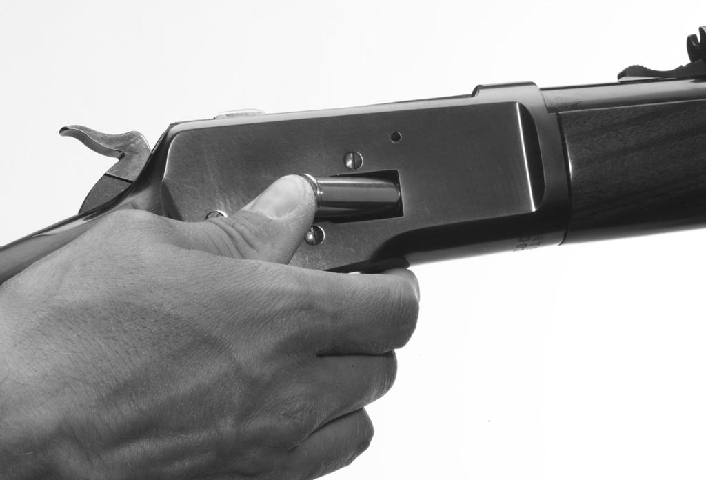 DO NOT CARRY YOUR RIFLE WITH A CARTRIDGE IN THE CHAMBER TO AVOID ACCIDENTAL DISCHARGE.