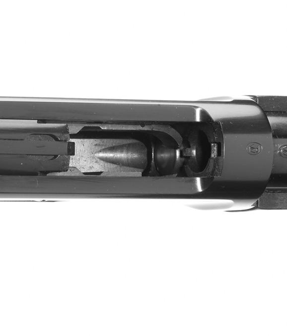 3. Continue to operate the finger lever in the same manner transferring all the remaining cartridges from the magazine to the chamber and then ejecting them out. 4.