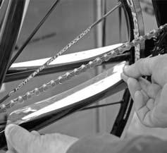 The clear chainstay protector (above right) provides limited protection against frame or finish damage caused by the chain. Replacement protectors are available through a Cannondale Dealer.