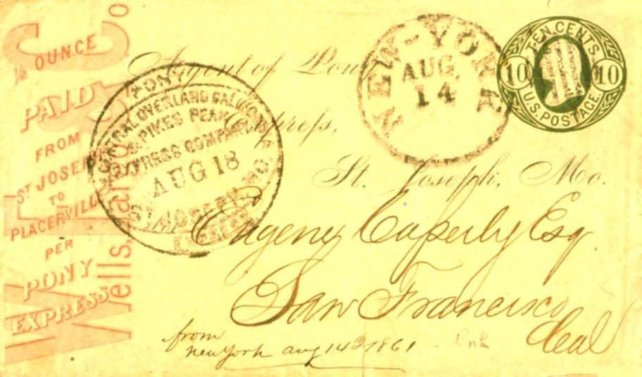 The Westbound Trips from July 1 to October 31, 1861 During the third period, collection points for westbound Pony Express mails had been established at many Wells Fargo offices, or allied express