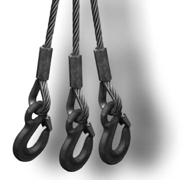 SLINGS AND LIFTING DEVICES MADE OF STEEL WIRE ROPES Sufe de cablu cu două braţe, cârlige la capete 2-leg wire rope suspensions, provided with hooks Lift [kg] EN 13414 0 o - 45 o 45 o - 60 o Wire rope