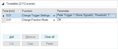 4 Preparing the Fraction Collector Method Parameter Settings Timetable Settings NOTE A timetable entry is crucial to enable any fraction collection.