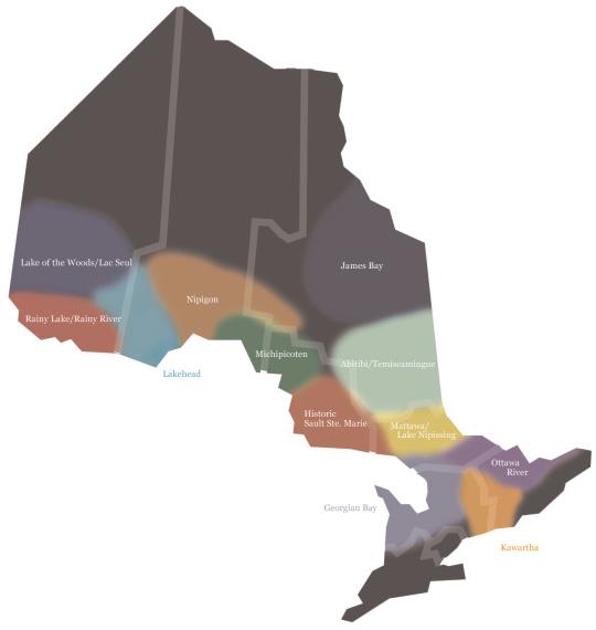 Métis Nation of Ontario TRADITIONAL HARVESTING TERRITORIES This map shows, in a general way, the areas and terminology used in defining the Traditional Harvesting Territories of the Métis Nation in