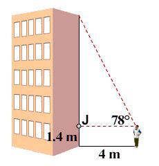 2/0/4 2:8 PM A boy stans on a siewalk, looks up at a tall builing, an woners how tall it is. Using a meter stick an a setant, he etermines the measurements shown. About how tall is the builing? A. 2.576 m B.
