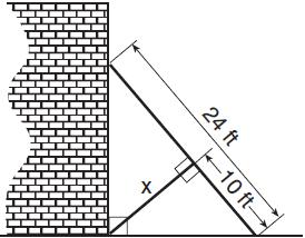 4. The accompanying diagram shows a 24-foot ladder leaning against a building. A steel brace extends from the ladder to the point where the building meets the ground.
