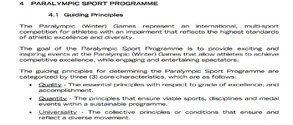 IPC Handbook, Paralympic Games