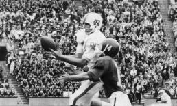 He perhaps sealed All-America honors in 1950 with a sensational performance in a 14-7 loss at Notre Dame. Irish quarterback Bobby Williams called him "the best I ve played against.