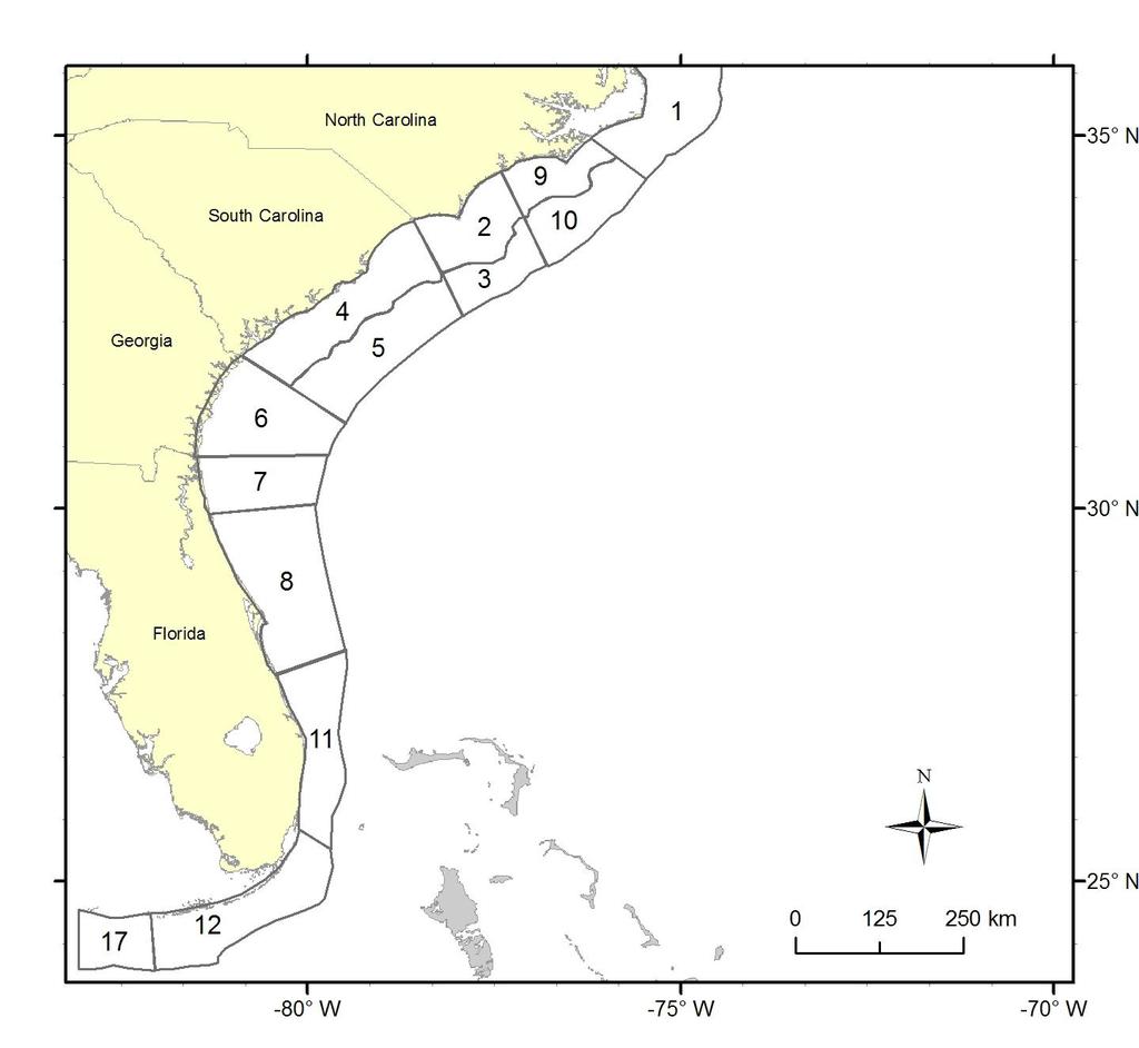 April 2013 5.8 Figures Figure 5.1. Map of headboat sampling area definitions.