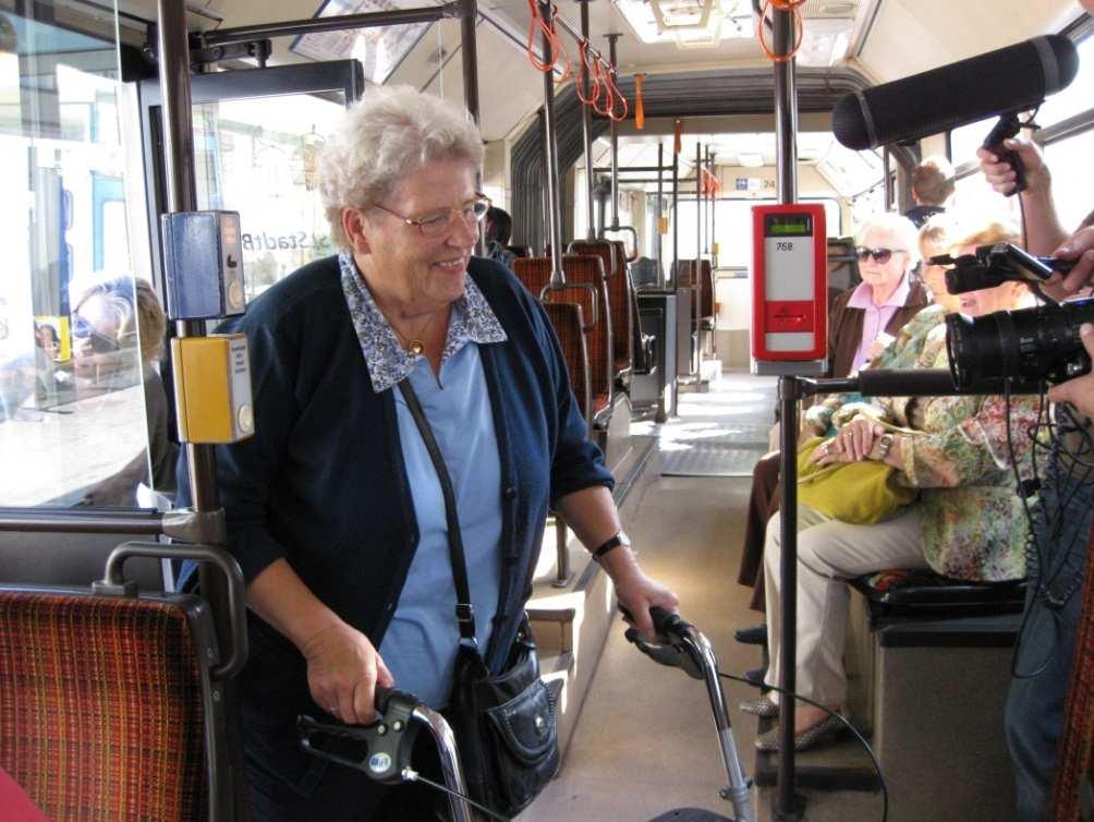 Challenge keep older citizens mobile promote public transport use Problems with safety, accidents, fears enable and encourage older people to use a bus consider