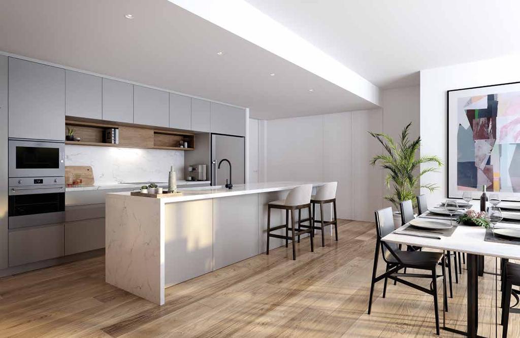 Reflecting a modern coastal aesthetic, a light warm colour palette has been selected throughout the interior of the apartments, balanced perfectly with