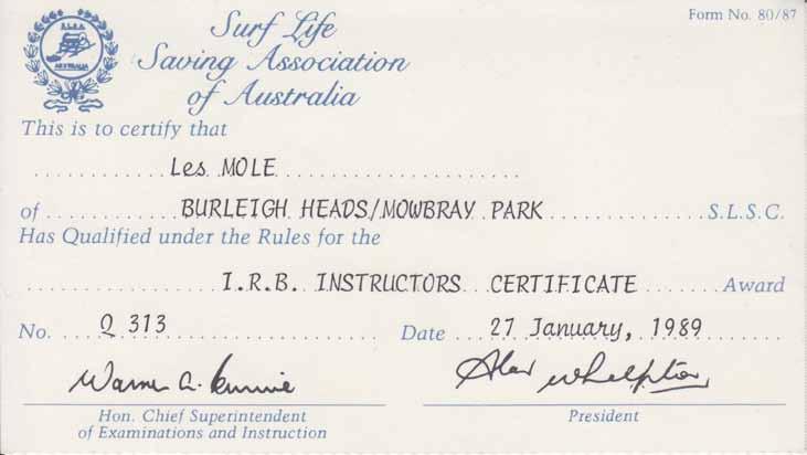 Awarded Surf Life Saving Association of Australia IRB Instructors