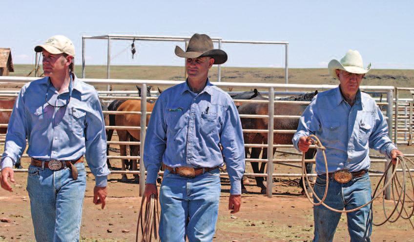 From left are Babbitt Ranches president Bill Cordasco, manager Vic Howell and retired manager Bill Howell.