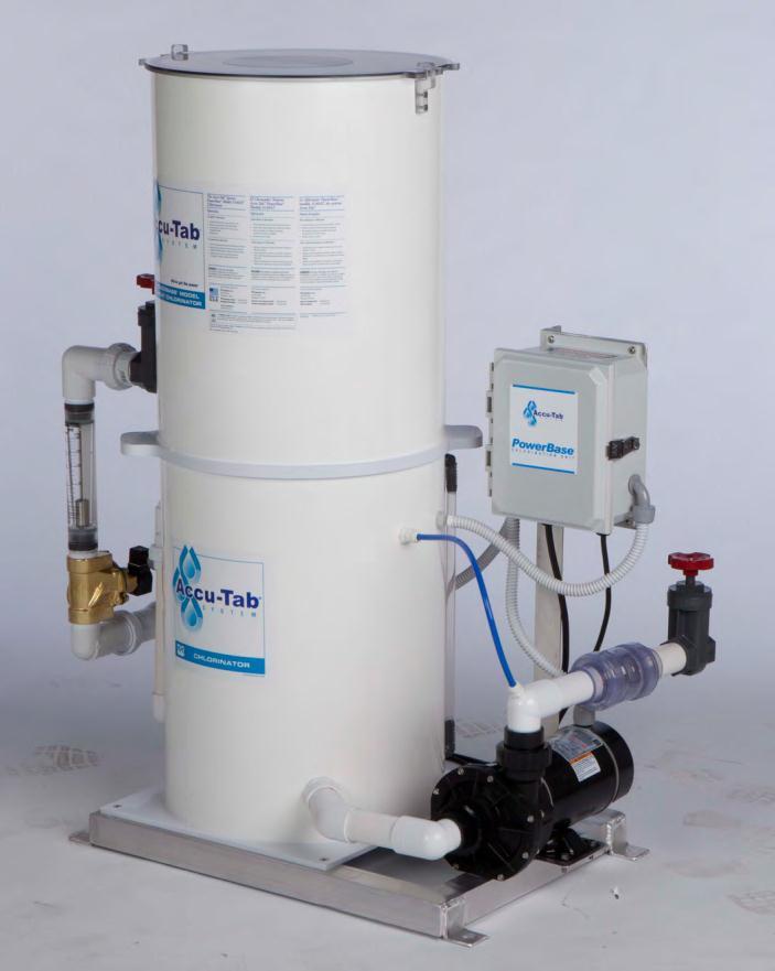 Description The Accu-Tab PowerBase 3140AT chlorination system incorporates an Axiall Corporation chlorinator into a compact plug and play system.