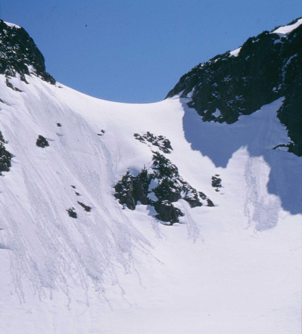 Loose Snow Slough Avalanches A slough starts at a single point and