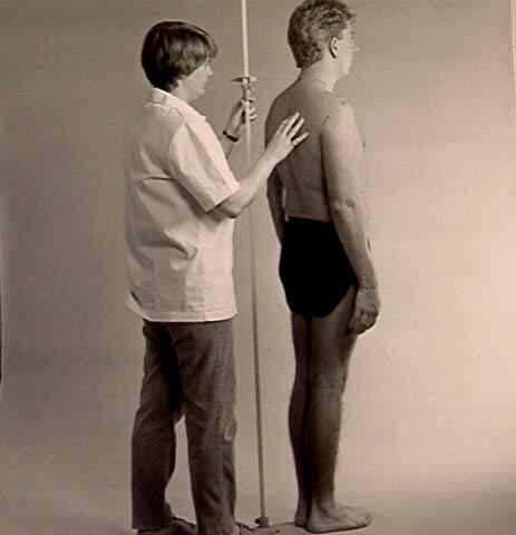 CERVICALE HEIGHT Standing surface -- cervicale. PROCEDURE: Subject is in the anthropometric standing position with the head held in the Frankfort plane.
