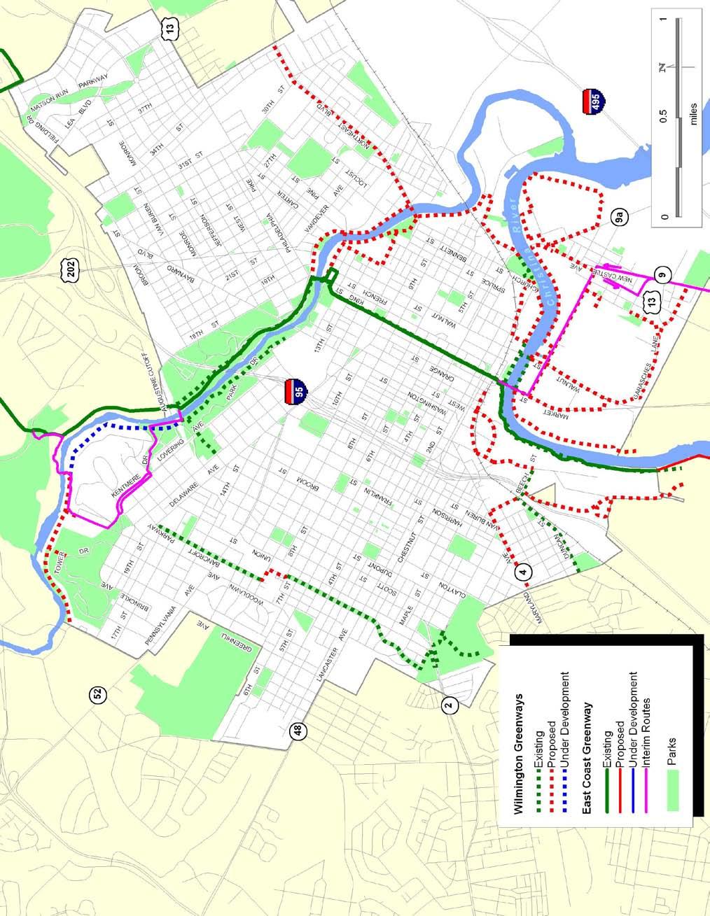 Figure 3: Greenway Networks in Wilmington,