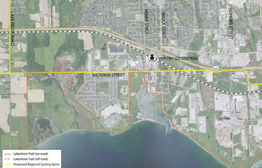 Figure 2 - Existing and Planned Bicycle and Pedestrian Network Technical Feasibility The bicycle and pedestrian environment of Port Whitby is underutilized but can be a great asset with relatively