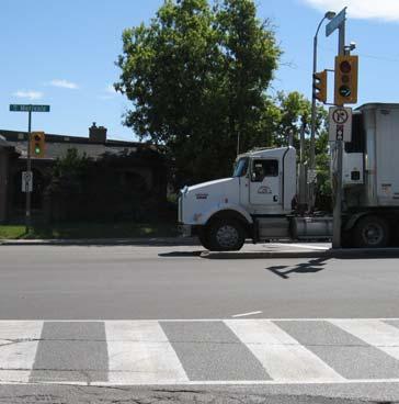 In addition, drivers may pull forward (waiting to turn right) and block the crosswalk.
