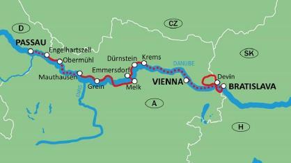 DANUBE BY BIKE & BOAT 2018 PASSAU - BRATISLAVA VIENNA - PASSAU 8 DAYS/7 NIGHTS Guided or Self Guidedoption Cycle and sail down the Danube, taking in some of the most exciting sections of one of
