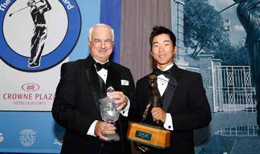 Head coach Steve Desimone and Michael Kim at the 2013 Ben Hogan Award ceremony where Kim was a national finalist for the prestigious honor.