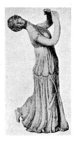 Greek terra cotta dancing girl, about 350 B.C.